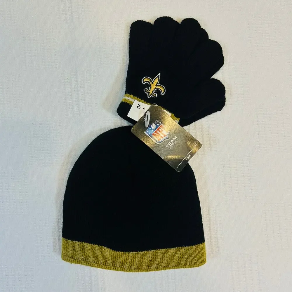 New Orleans Saints Beanie & Gloves Set Toddler 2-4T NFL Team Apparel